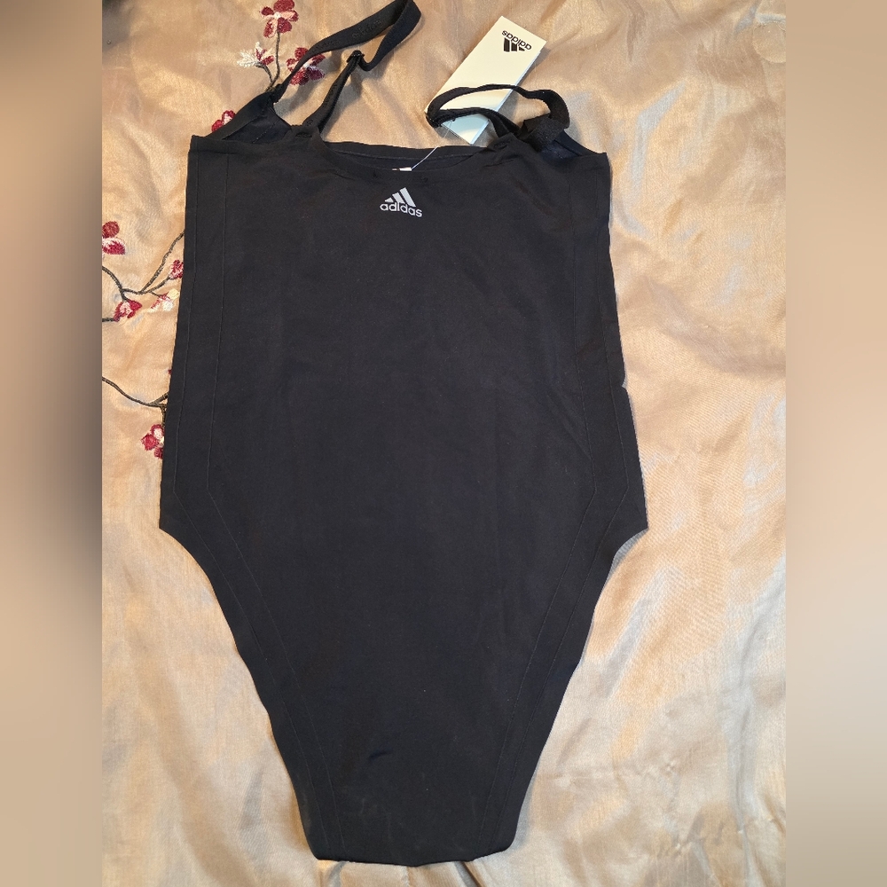 Adidas Black Strappy Bodysuit Size Small Seamless New